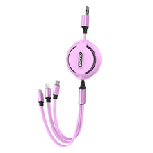 Заредете изображение във визуализатора на галерията – Dudao L8H 3in1 cable extendable 1.1m purple (L8H-purple) - TopMag
