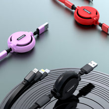 Заредете изображение във визуализатора на галерията – Dudao L8H 3in1 cable extendable 1.1m purple (L8H-purple) - TopMag
