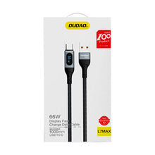 Заредете изображение във визуализатора на галерията – Dudao USB cable - USB Type C fast charging PD 66W black (L7Max) - TopMag

