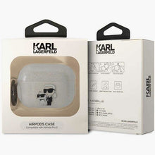 Заредете изображение във визуализатора на галерията – Karl Lagerfeld KLAP2HNKCTGT Airpods Pro 2 cover transparent Gliter Karl&amp;Choupette
