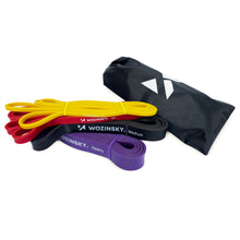 Заредете изображение във визуализатора на галерията – Wozinsky long exercise resistance bands set of 4x crossfit fitness bands (WRB4IN1) - TopMag
