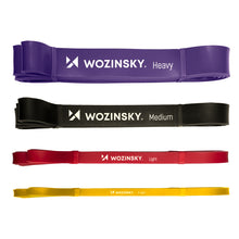 Заредете изображение във визуализатора на галерията – Wozinsky long exercise resistance bands set of 4x crossfit fitness bands (WRB4IN1) - TopMag
