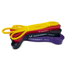 Заредете изображение във визуализатора на галерията – Wozinsky long exercise resistance bands set of 4x crossfit fitness bands (WRB4IN1) - TopMag
