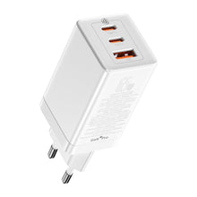 Заредете изображение във визуализатора на галерията – Baseus GaN3 Pro fast universal GaN charger 2 x USB Type C / USB + cable USB Type C - USB Type C 65W PD3.0, QC4.0 +, AFC white (CCGP050102) - TopMag
