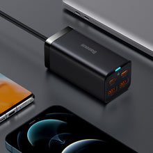 Заредете изображение във визуализатора на галерията – Baseus GaN3 Pro fast universal GaN charger 2 x USB Type C / 2x USB 100W PD3.0, QC4.0 +, AFC black (CCGP000101) - TopMag
