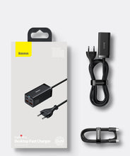 Заредете изображение във визуализатора на галерията – Baseus GaN3 Pro fast universal GaN charger 2 x USB Type C / 2x USB 100W PD3.0, QC4.0 +, AFC black (CCGP000101) - TopMag
