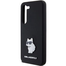 Заредете изображение във визуализатора на галерията – Karl Lagerfeld Silicone Choupette Metal Pin case for Samsung Galaxy S23 - black
