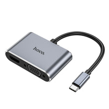 Заредете изображение във визуализатора на галерията – Hoco adaptor hub type c to hdtv+vga+usb3.0+pd100w+hdmi hb30 hb30 - TopMag

