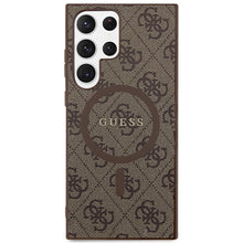 Заредете изображение във визуализатора на галерията – Guess 4G Collection Leather Metal Logo MagSafe Case for Samsung Galaxy S24 Ultra - Brown
