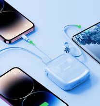 Заредете изображение във визуализатора на галерията – Joyroom power bank 10000mAh Jelly Series 22.5W with built-in USB C cable blue (JR-L002)
