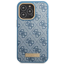 Заредете изображение във визуализатора на галерията – Guess GUHMP14LU4GPRB iPhone 14 Pro 6.1" blue/blue hard case 4G Logo Plate MagSafe
