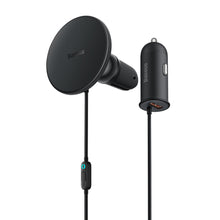 Заредете изображение във визуализатора на галерията – Baseus wireless car charger with MagSafe 15W holder for air vent + USB-A 25W black (CW01)
