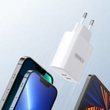 Заредете изображение във визуализатора на галерията – Dux Ducis Duzzona wall charger T4 - 2xType C - PD 35W white
