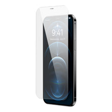 Заредете изображение във визуализатора на галерията – Baseus 2x tempered glass for iPhone 12 Pro / iPhone 12 with speaker cover + positioner (SGBL060702) (case friendly) - TopMag
