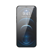 Заредете изображение във визуализатора на галерията – Baseus 2x tempered glass for iPhone 12 Pro / iPhone 12 with speaker cover + positioner (SGBL060702) (case friendly) - TopMag
