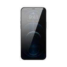 Заредете изображение във визуализатора на галерията – Baseus 2x tempered glass for iPhone 12 Pro / iPhone 12 Privacy Anti Spy (privatization) with speaker cover + positioner (SGBL060902) (case friendly) - TopMag
