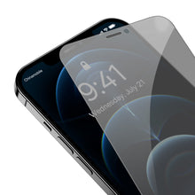 Заредете изображение във визуализатора на галерията – Baseus 2x tempered glass for iPhone 12 Pro / iPhone 12 Privacy Anti Spy (privatization) with speaker cover + positioner (SGBL060902) (case friendly) - TopMag
