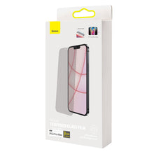Заредете изображение във визуализатора на галерията – Baseus 2x tempered glass for iPhone 13 Pro Max Privacy Anti Spy (privatizing) with a cover for the speaker + positioner (SGBL061402) (case friendly) - TopMag
