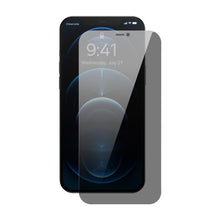 Заредете изображение във визуализатора на галерията – Baseus tempered glass for iPhone 12 Pro / iPhone 12 Privacy Anti Spy (privatizing) with speaker cover + positioner (SGBL061802) (case friendly) - TopMag
