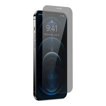 Заредете изображение във визуализатора на галерията – Baseus tempered glass for iPhone 12 Pro / iPhone 12 Privacy Anti Spy (privatizing) with speaker cover + positioner (SGBL061802) (case friendly) - TopMag

