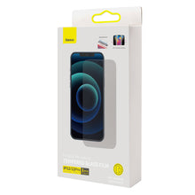 Заредете изображение във визуализатора на галерията – Baseus tempered glass for iPhone 12 Pro / iPhone 12 Privacy Anti Spy (privatizing) with speaker cover + positioner (SGBL061802) (case friendly) - TopMag
