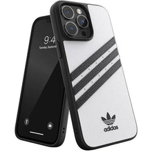 Заредете изображение във визуализатора на галерията – Adidas OR Molded Case PU iPhone 14 Pro Max 6.7" white-black/white-black 50194
