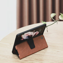 Заредете изображение във визуализатора на галерията – Nillkin Aoge Leather Case Flexible Armored Genuine Leather Case with Pocket for Samsung Galaxy Z Fold 3 Brown - TopMag
