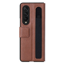 Заредете изображение във визуализатора на галерията – Nillkin Aoge Leather Case Flexible Armored Genuine Leather Case with Pocket for Samsung Galaxy Z Fold 3 Brown - TopMag
