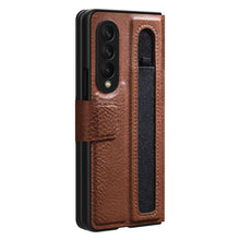 Заредете изображение във визуализатора на галерията – Nillkin Aoge Leather Case Flexible Armored Genuine Leather Case with Pocket for Samsung Galaxy Z Fold 3 Brown - TopMag
