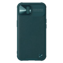 Заредете изображение във визуализатора на галерията – Nillkin CamShield Leather Case iPhone 13 cover with camera cover green - TopMag
