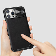 Заредете изображение във визуализатора на галерията – Nillkin CamShield Leather Case iPhone 13 Pro Max case with camera cover black - TopMag
