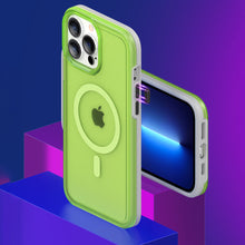 Заредете изображение във визуализатора на галерията – Kingxbar PQY Fluorescence Series Magnetic Case for iPhone 13 Pro Housing Cover Green (MagSafe Compatible) - TopMag
