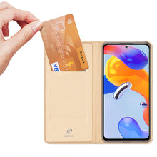 Заредете изображение във визуализатора на галерията – Dux Ducis Skin Pro Holster Cover Flip Cover for Xiaomi Redmi Note 11 Pro 5G / 11 Pro gold - TopMag
