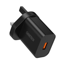 Заредете изображение във визуализатора на галерията – Choetech Wall Charger with UK USB Type A QC 3.0 plug black (Q5003-uk) - TopMag
