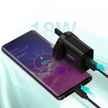 Заредете изображение във визуализатора на галерията – Choetech Wall Charger with UK USB Type A QC 3.0 plug black (Q5003-uk) - TopMag
