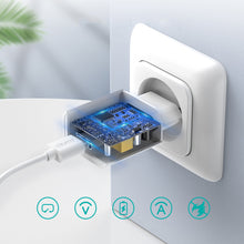 Заредете изображение във визуализатора на галерията – Choetech Q5003 USB wall charger Type A QC 3.0 white (Q5003-white) - TopMag
