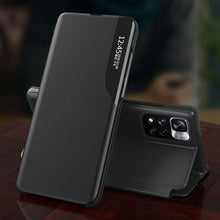 Заредете изображение във визуализатора на галерията – Eco Leather View Case Elegant flip cover case with stand function for Xiaomi Redmi Note 11S / Note 11 black - TopMag
