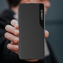 Заредете изображение във визуализатора на галерията – Eco Leather View Case Elegant flip cover case with stand function for Xiaomi Redmi Note 11S / Note 11 black - TopMag
