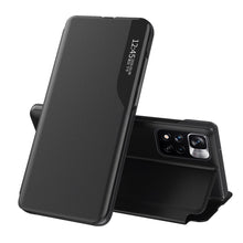 Заредете изображение във визуализатора на галерията – Eco Leather View Case Elegant flip cover case with stand function for Xiaomi Redmi Note 11S / Note 11 black - TopMag
