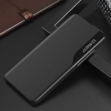 Заредете изображение във визуализатора на галерията – Eco Leather View Case Elegant flip cover case with stand function for Xiaomi Redmi Note 11S / Note 11 black - TopMag
