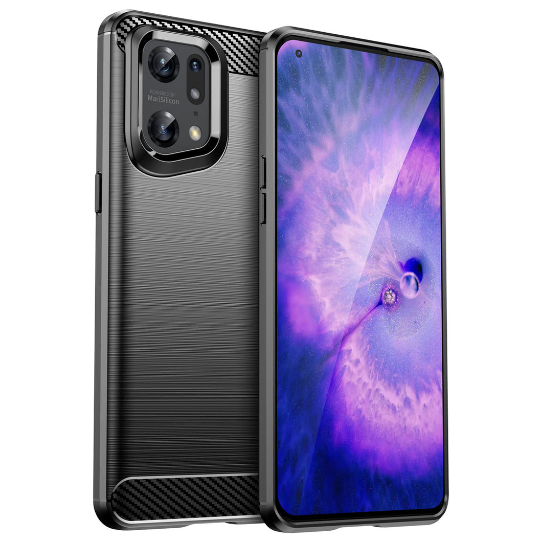 Carbon Case Flexible cover for Oppo Find X5 Pro black - TopMag