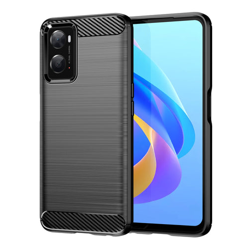 Carbon Case Flexible TPU Cover for Oppo A76 / Oppo A36 / Realme 9i black - TopMag