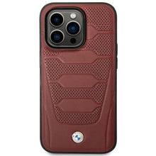 Заредете изображение във визуализатора на галерията – Case BMW BMHMP14X22RPSR iPhone 14 Pro Max 6.7" Burgundy/burgundy Leather Seats Pattern MagSafe
