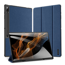 Заредете изображение във визуализатора на галерията – DUX DUCIS Domo foldable cover tablet case with Smart Sleep function Samsung Galaxy Tab S8 Ultra blue stand - TopMag

