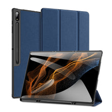 Заредете изображение във визуализатора на галерията – DUX DUCIS Domo foldable cover tablet case with Smart Sleep function Samsung Galaxy Tab S8 Ultra blue stand - TopMag
