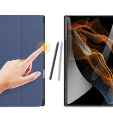 Заредете изображение във визуализатора на галерията – DUX DUCIS Domo foldable cover tablet case with Smart Sleep function Samsung Galaxy Tab S8 Ultra blue stand - TopMag

