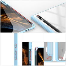 Заредете изображение във визуализатора на галерията – Dux Ducis Toby Armored Flip Smart Case For Samsung Galaxy Tab S8 Ultra With Stylus Holder Blue - TopMag
