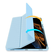 Заредете изображение във визуализатора на галерията – Dux Ducis Toby Armored Flip Smart Case For Samsung Galaxy Tab S8 Ultra With Stylus Holder Blue - TopMag
