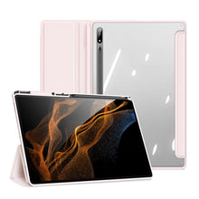 Заредете изображение във визуализатора на галерията – Dux Ducis Toby Armored Flip Smart Case for Samsung Galaxy Tab S8 Ultra with Stylus Holder Pink - TopMag
