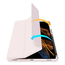 Заредете изображение във визуализатора на галерията – Dux Ducis Toby Armored Flip Smart Case for Samsung Galaxy Tab S8 Ultra with Stylus Holder Pink - TopMag

